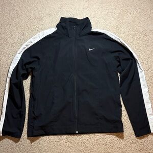 Nike Women’s Black Windbreaker with White Accents Size Medium Like New